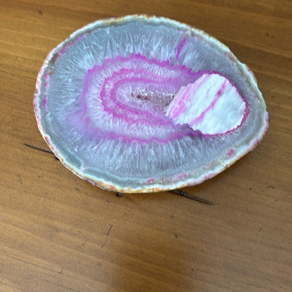 Pink and Purple Spiral Agate Slab Sculpture Art